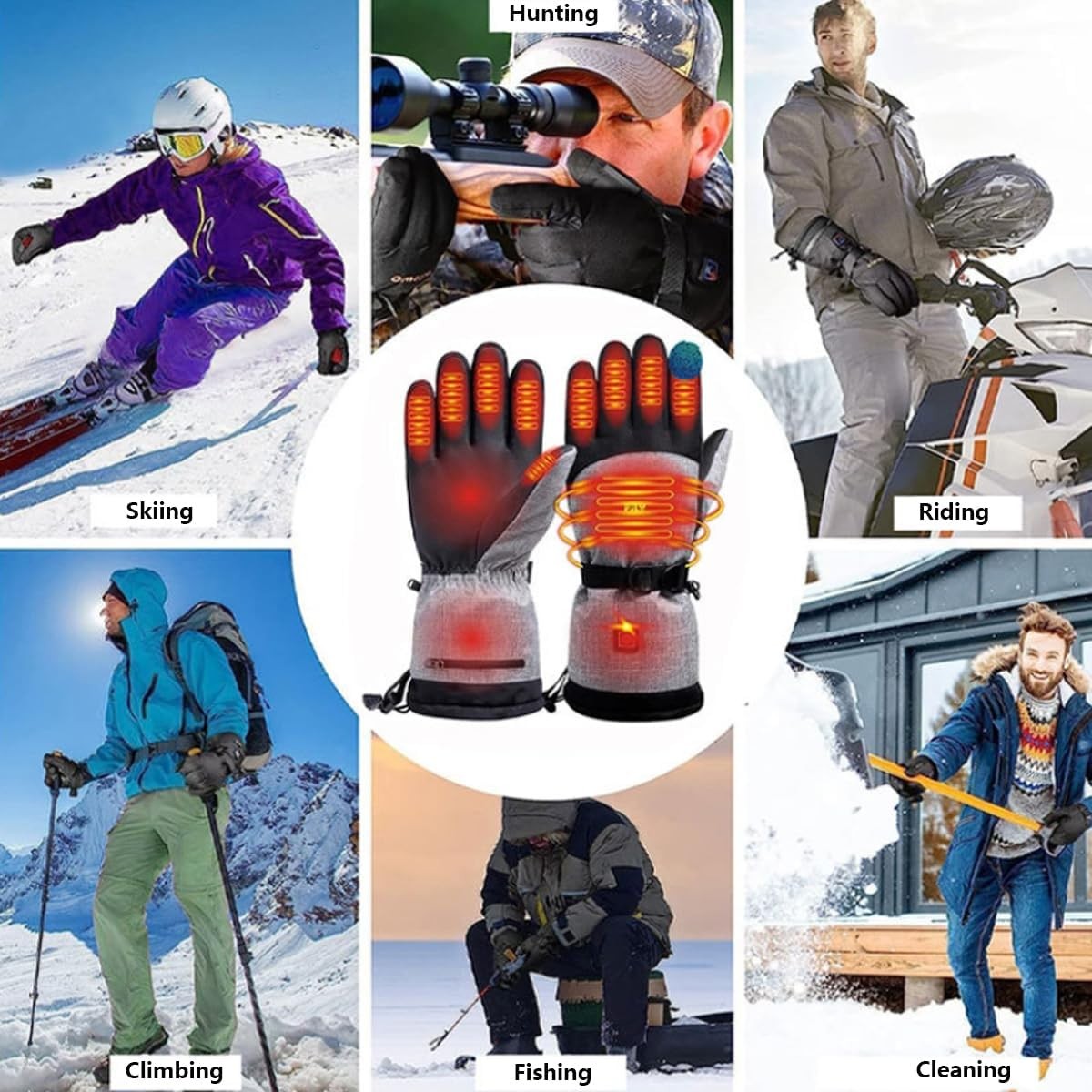 Electric Heated Gloves Rechargeable Battery Hand Warm Windproof Thermal Winter - Image 2