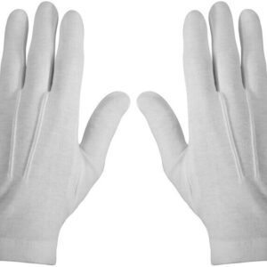White Cotton Parade Gloves Military Dress Formal Tuxedo Police Marching Band