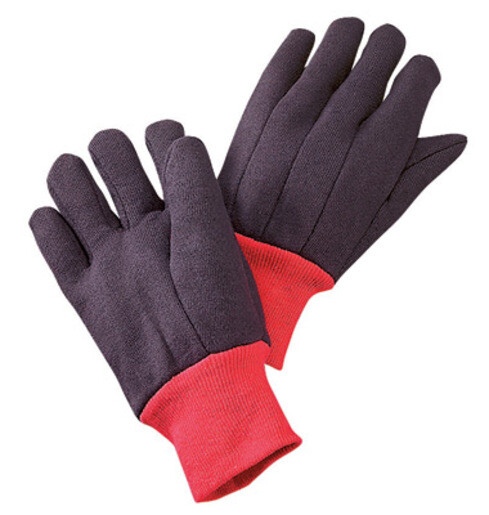 12 PR Brown Cotton Fleece Lined Jersey Warm Winter Work Gloves Knitwrist, XLARGE