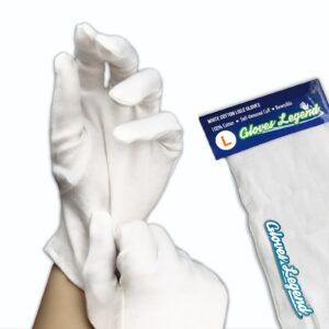 6 Pairs - Large - White Coin Jewelry Silver Inspection 100% Cotton Lisle Gloves