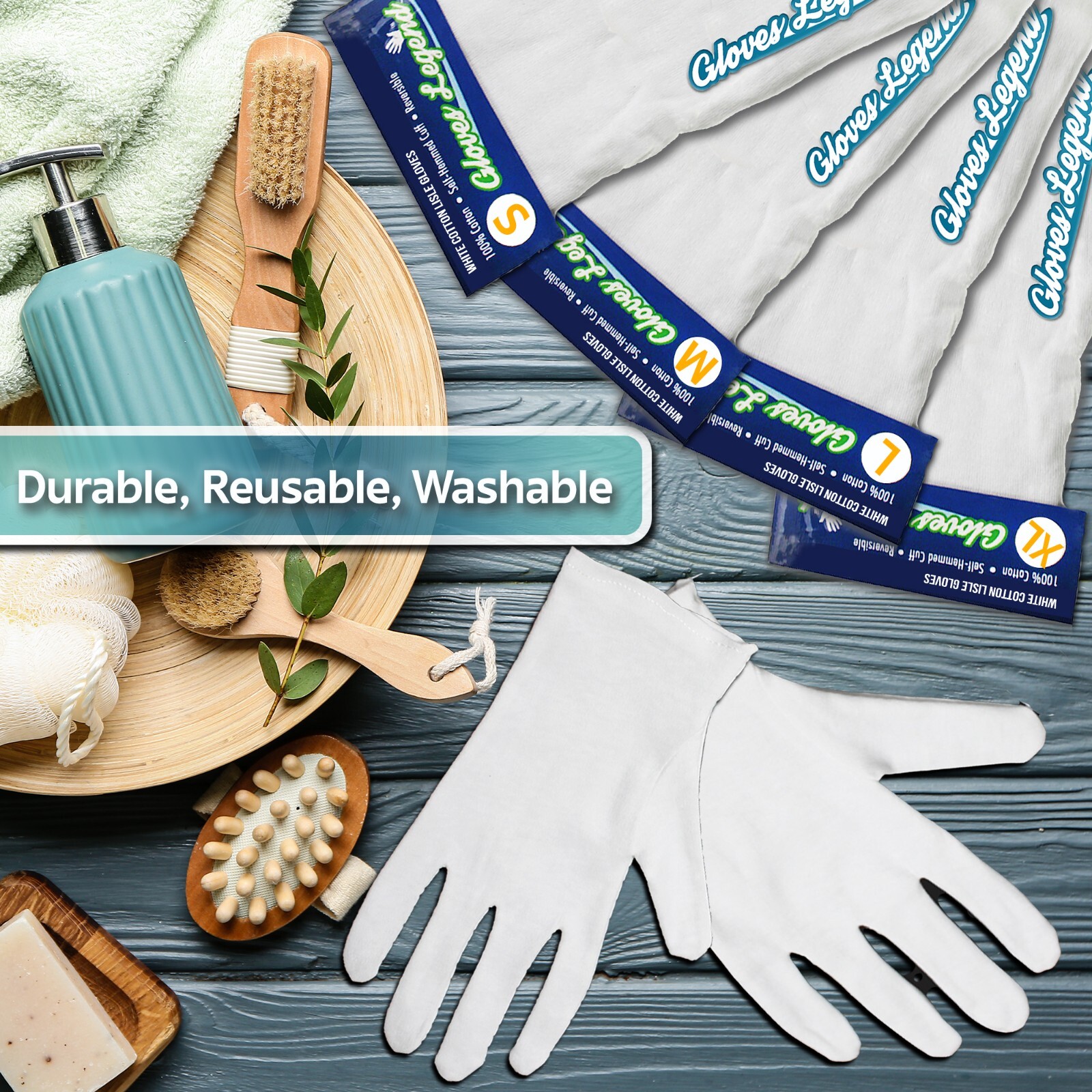 6 Pairs - Large - White Coin Jewelry Silver Inspection 100% Cotton Lisle Gloves - Image 2