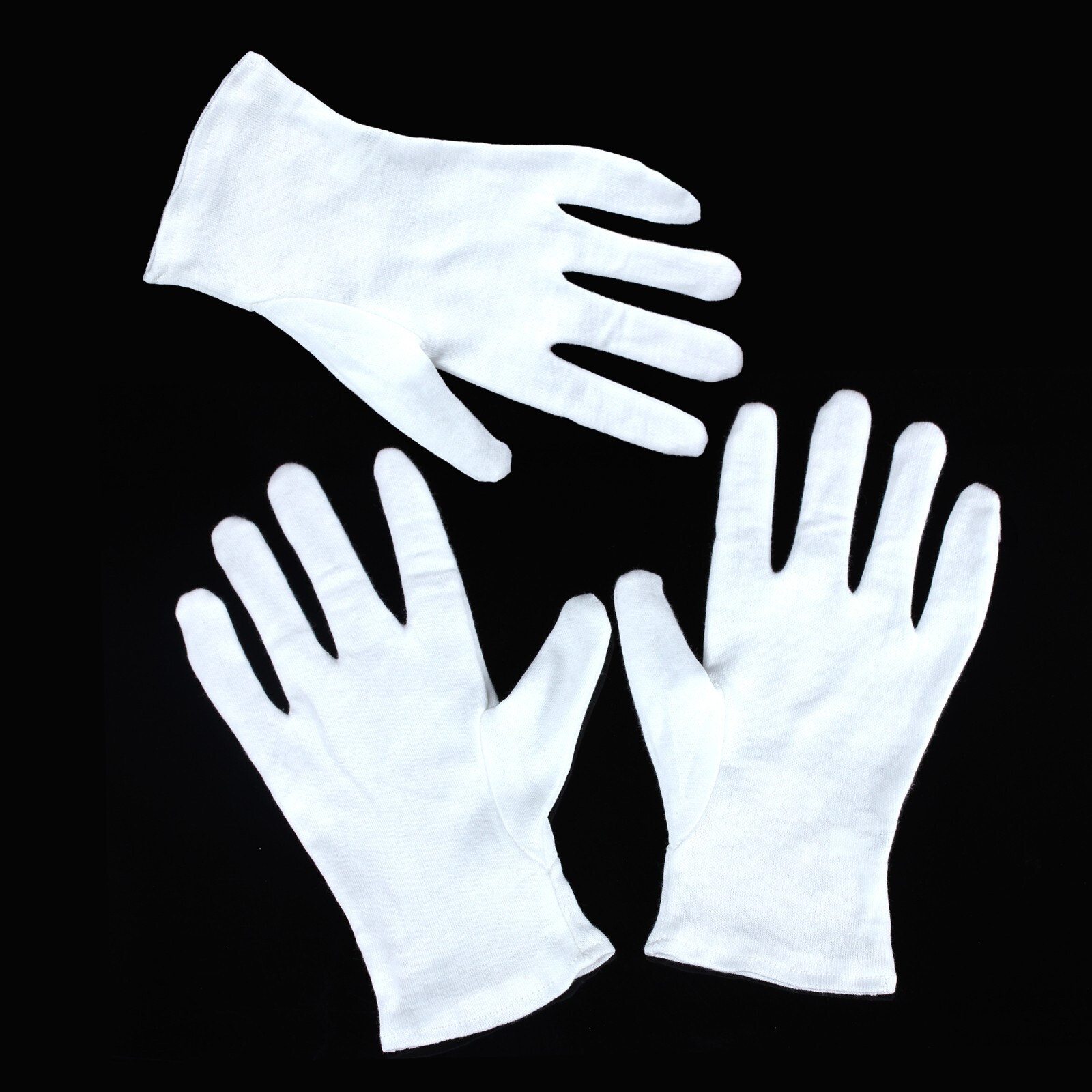 6 Pairs - Large - White Coin Jewelry Silver Inspection 100% Cotton Lisle Gloves - Image 5