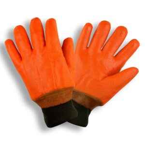 HI VIS ORANGE Chemical Resistant Rubber Waterproof Insulated Winter Work Gloves