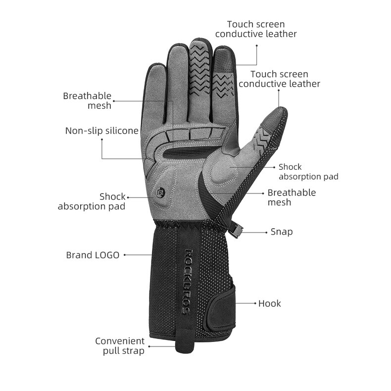 ROCKBROS Electric Heated Gloves Full Finger Touchscreen Outdoor Thermal Warm - Image 5