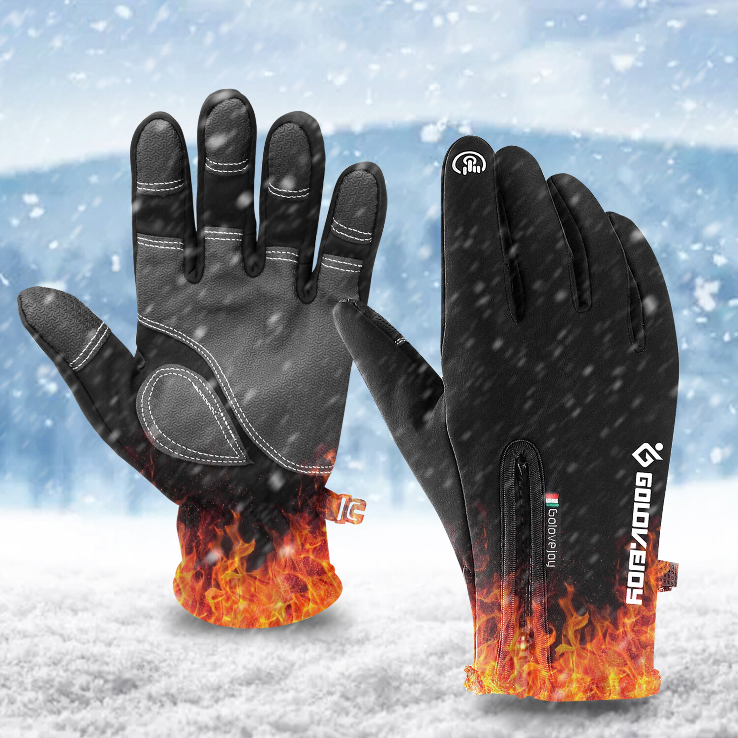 Men Women Winter Thermal Waterproof Windproof Touch Screen Warm Ski Snow Gloves - Image 3