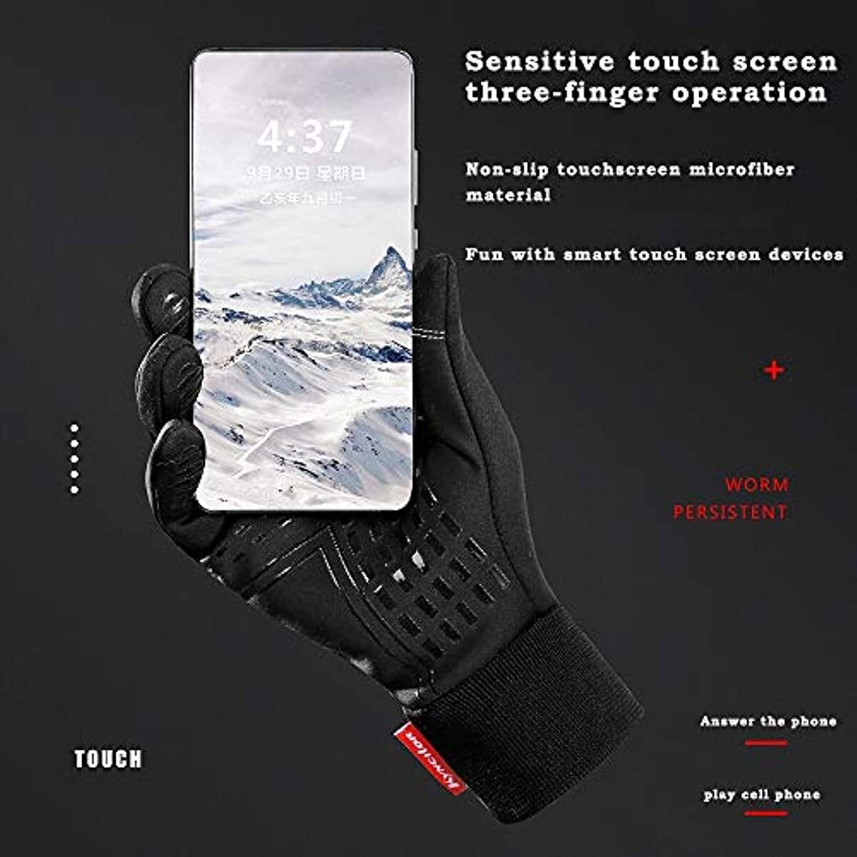 Winter Gloves Touchscreen Warm Thin Liner Running Gloves for Work Riding Driving - Image 3
