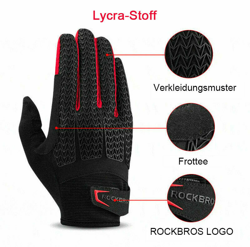 ROCKBROS Cycling Gloves Touch Screen Bike Gloves Thermal Warm Full Finger Glove - Image 3