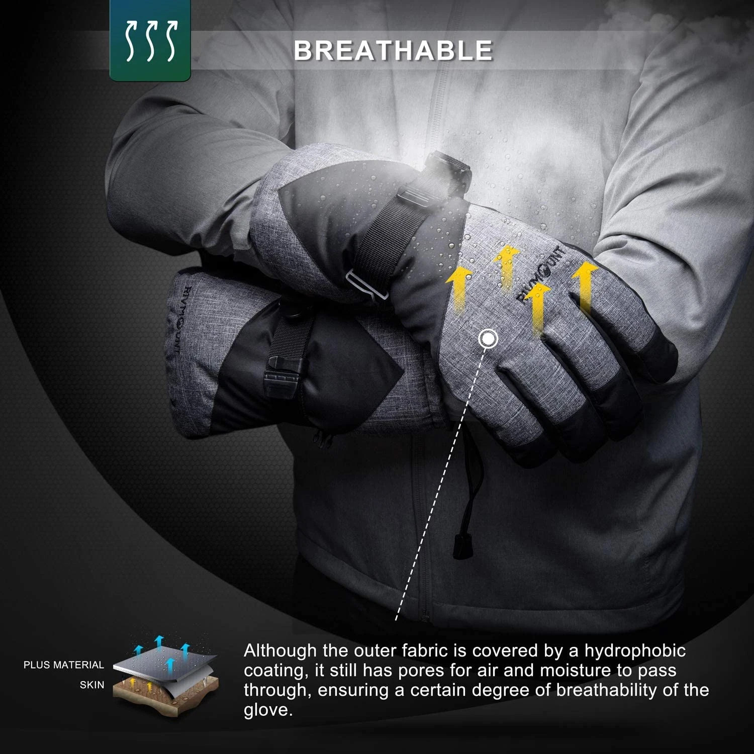 Rivmount Winter Ski Gloves For MenWomen,3M Thinsulate Keep Warm Waterproof Glove - Image 5