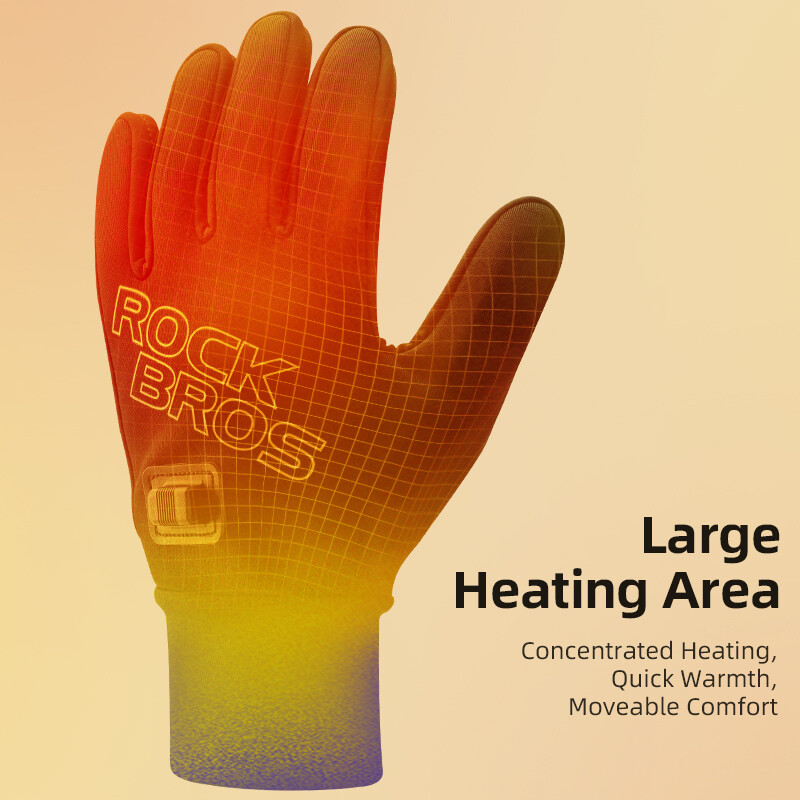 ROCKBROS Electric Heating Gloves Warm Fleece Inner Anti-Slip Touchscreen Gloves - Image 3