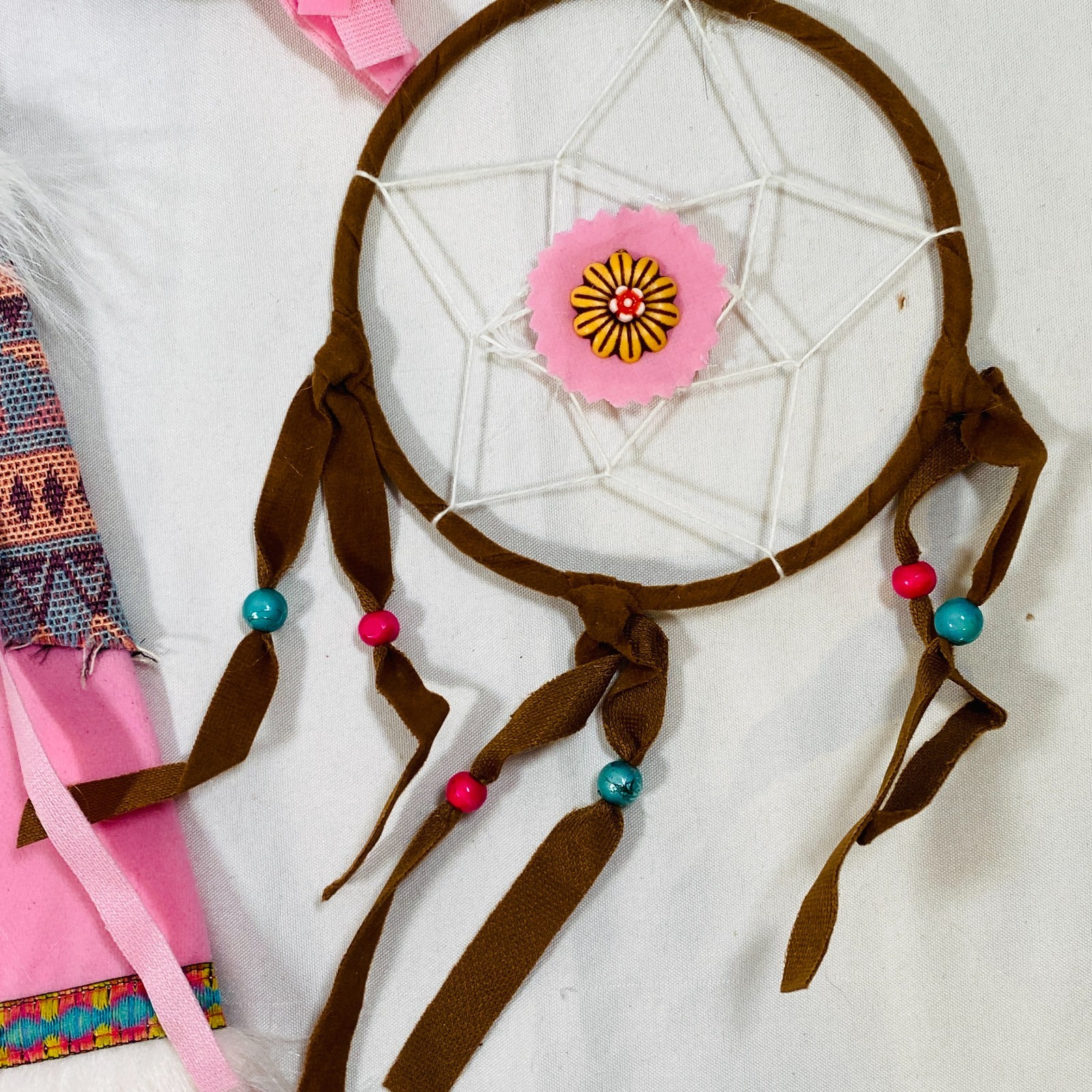 Native American Indian Pink Dress Dreamcatcher Outfit Set for 18" Girl Doll Kaya - Image 2