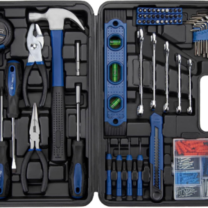 Versatile Hand Tool Set with Plastic Toolbox for Automotive Repairs - Blue