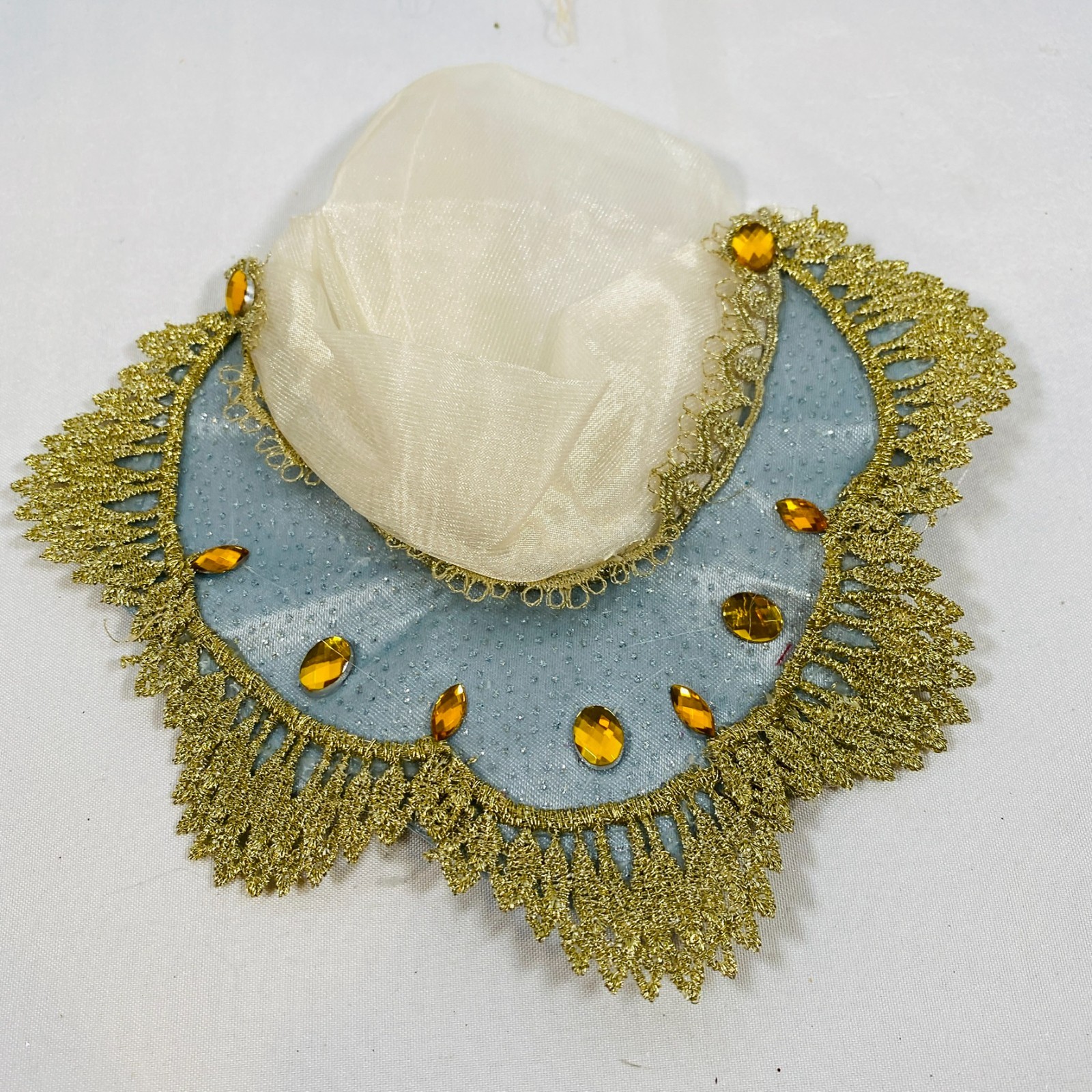 Russian Royal Gown Blue/Gold Satin Dress Hat Outfit for 18" American Girl Doll - Image 3