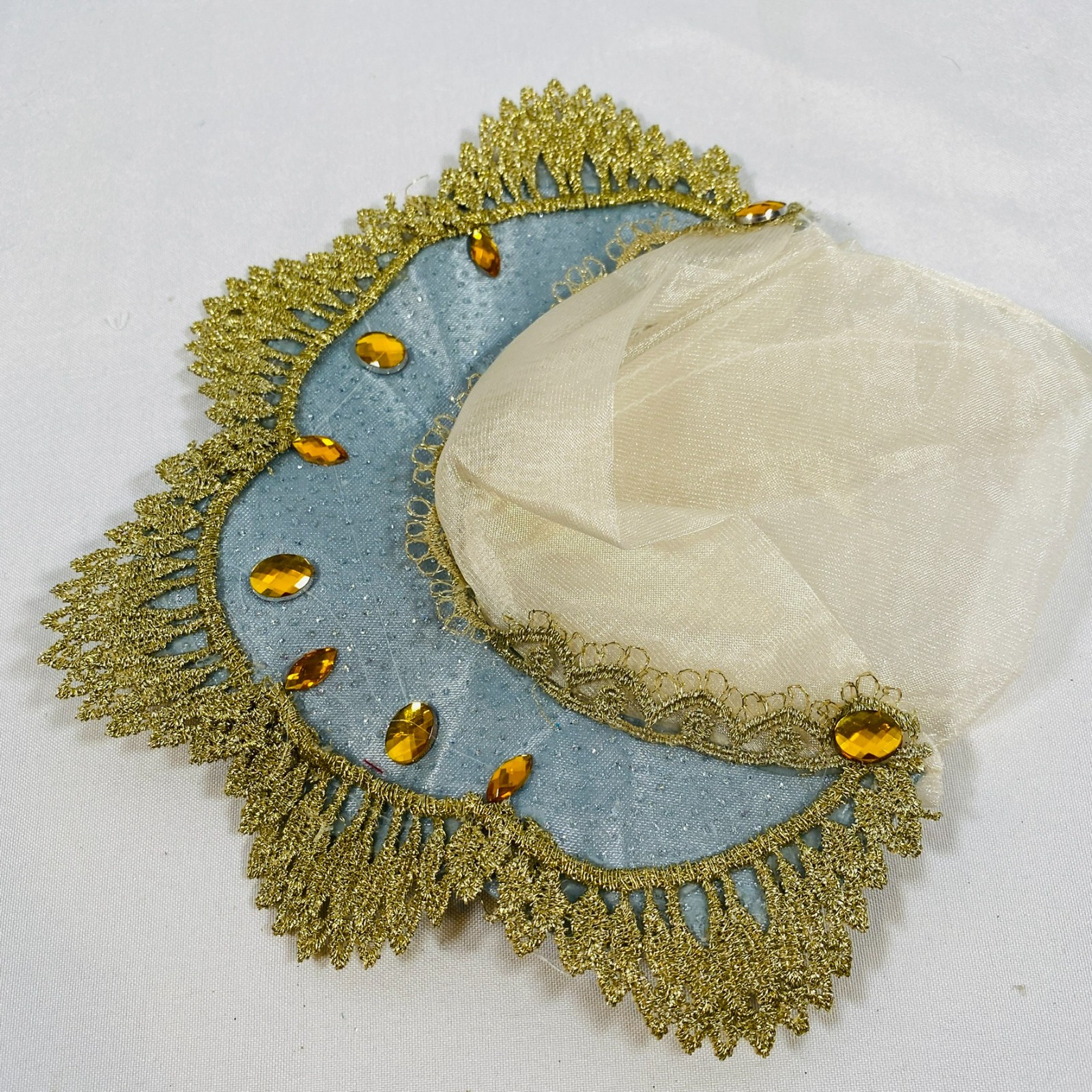 Russian Royal Gown Blue/Gold Satin Dress Hat Outfit for 18" American Girl Doll - Image 4