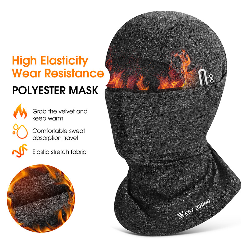WEST BIKING Winter Sports Cap Hat Fleece Windproof Face Mask Balaclava Headwear - Image 3