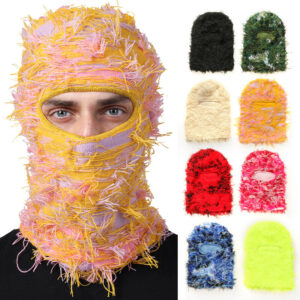 Distressed Balaclava Ski Mask Full Face Knitted Beanie Cap Neck Warmer Headwear