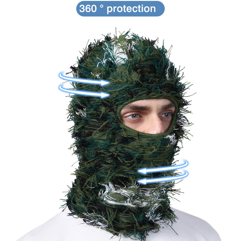 Distressed Balaclava Ski Mask Full Face Knitted Beanie Cap Neck Warmer Headwear - Image 4