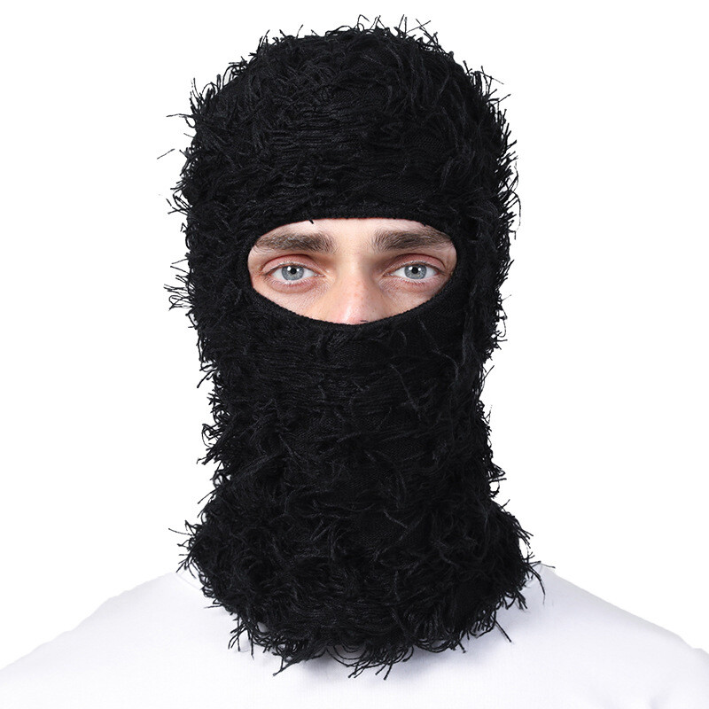 Distressed Balaclava Ski Mask Full Face Knitted Beanie Cap Neck Warmer Headwear - Image 5