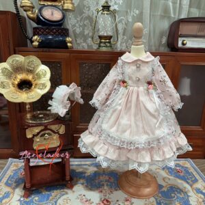 Blythe OB24 1/6 1/4 1/3 BJD Clothes Outfit Retro Pink Princess Dress + Headwear