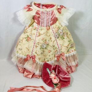 Colonial/Regency Gown Cream/Rose Dress/Hat Outfit Set for 18" American Girl Doll