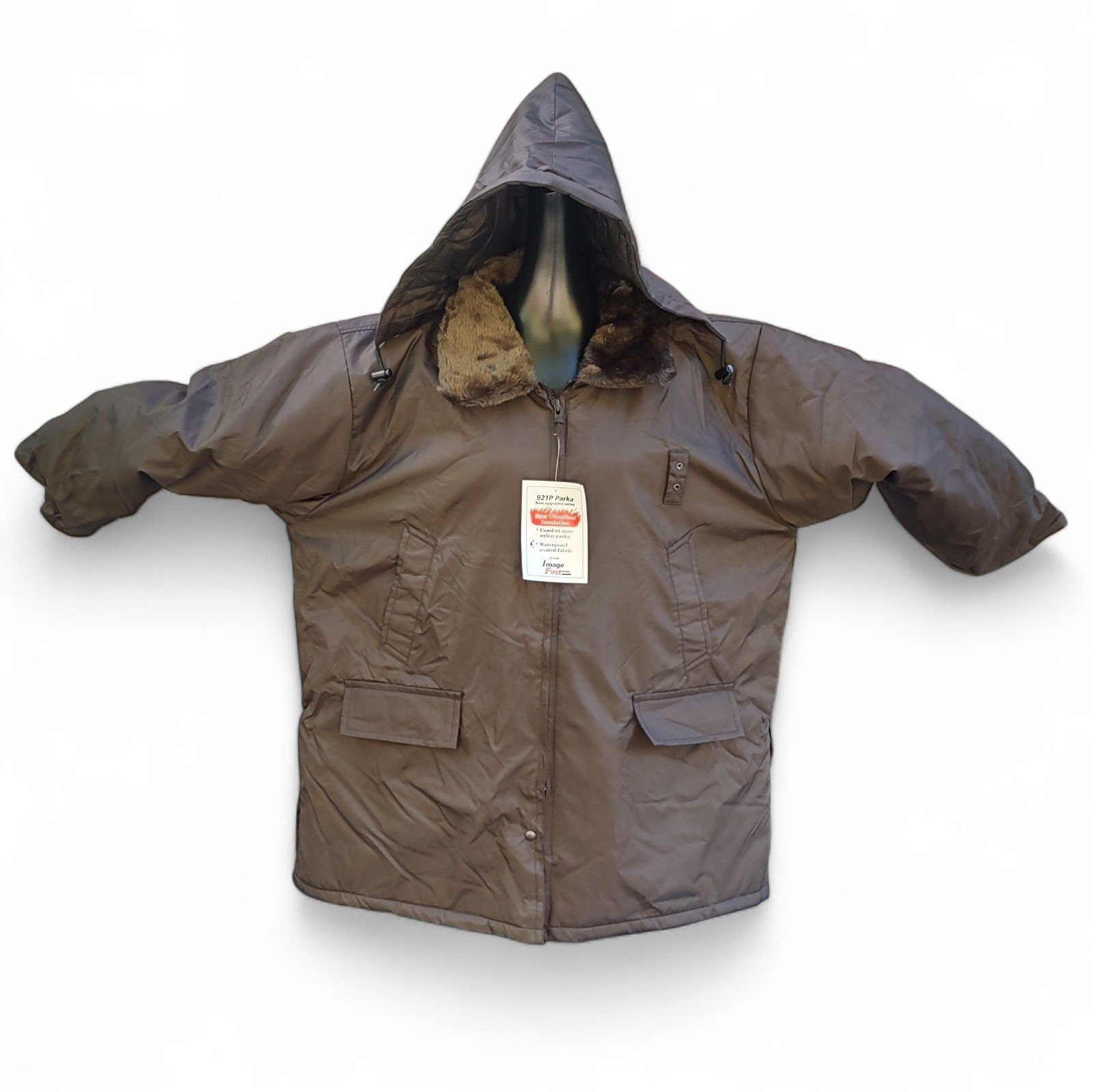 Vtg Mens Heavy Parka Jacket Coat Detachable Hood Waterproof Insulated 2XL NWT - Image 2