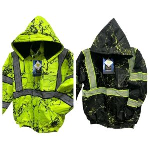 203 Men's Winter Camouflage Bomber Jacket hood with Reflecting Tape Safety coat