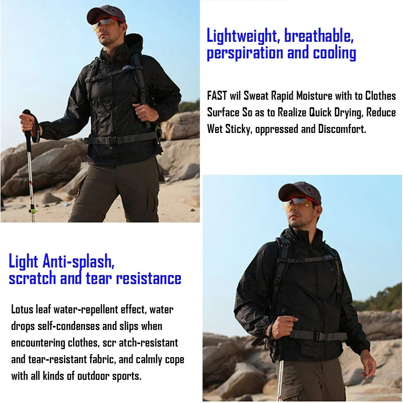 Camping Rain Jacket Men Women Waterproof Sun Protection Clothing Fishing Hunting - Image 4