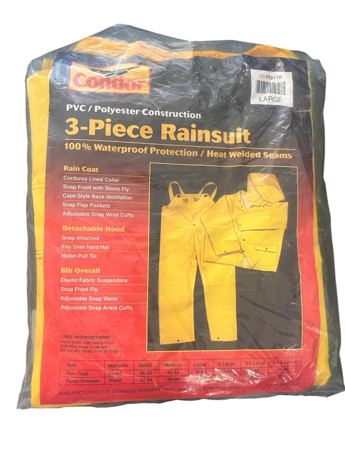New Condor 3-PC RAINSUIT Heavy pvc Duty PVC Protective Gear XXX -LARGE