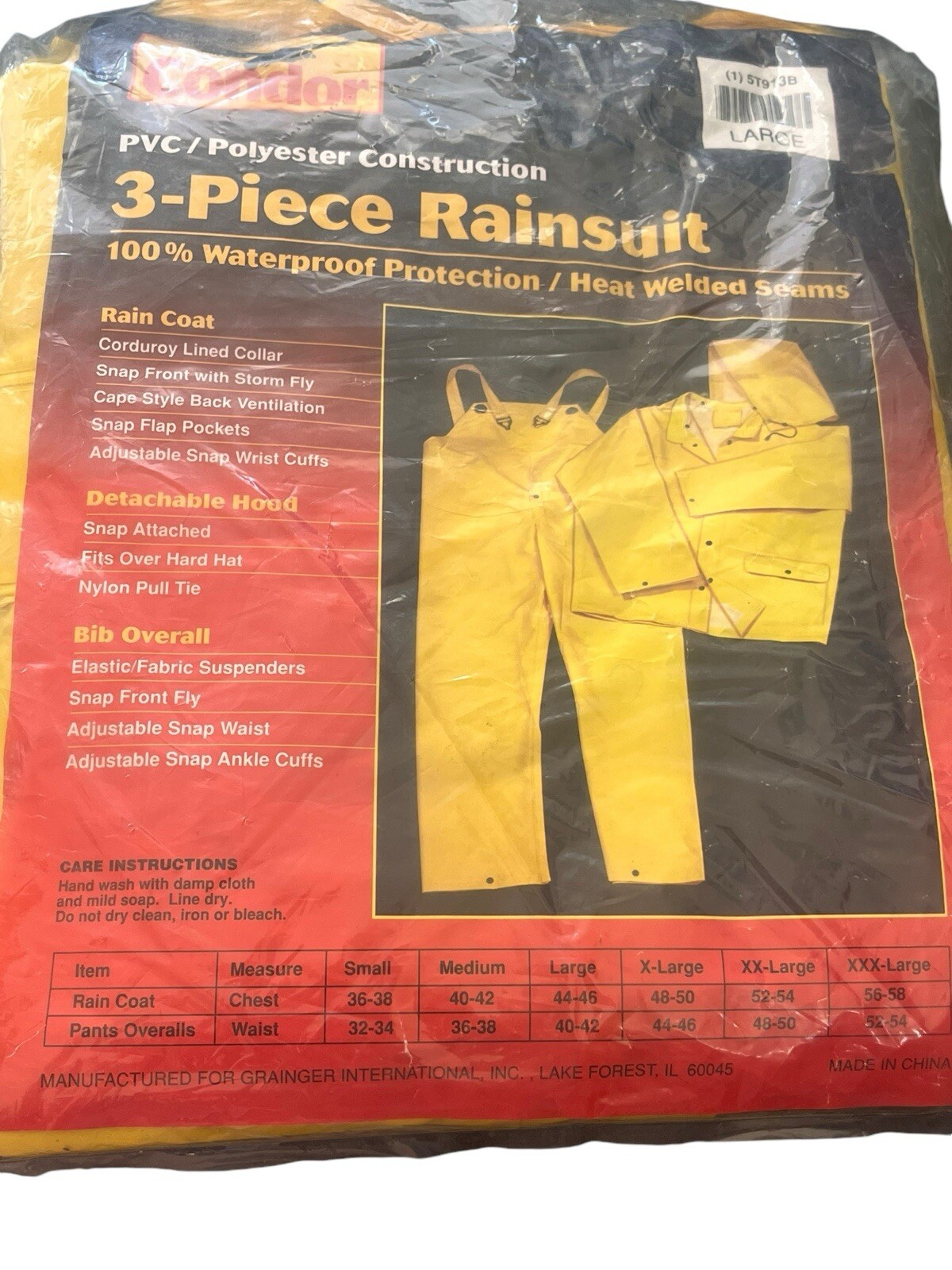 New Condor 3-PC RAINSUIT Heavy pvc Duty PVC Protective Gear XXX -LARGE - Image 3
