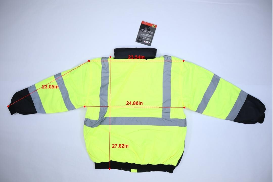 PIP Protective Industrial ANSI R3 Bomber Jacket Hi Vis Lime Yellow Black Mens L - Image 4