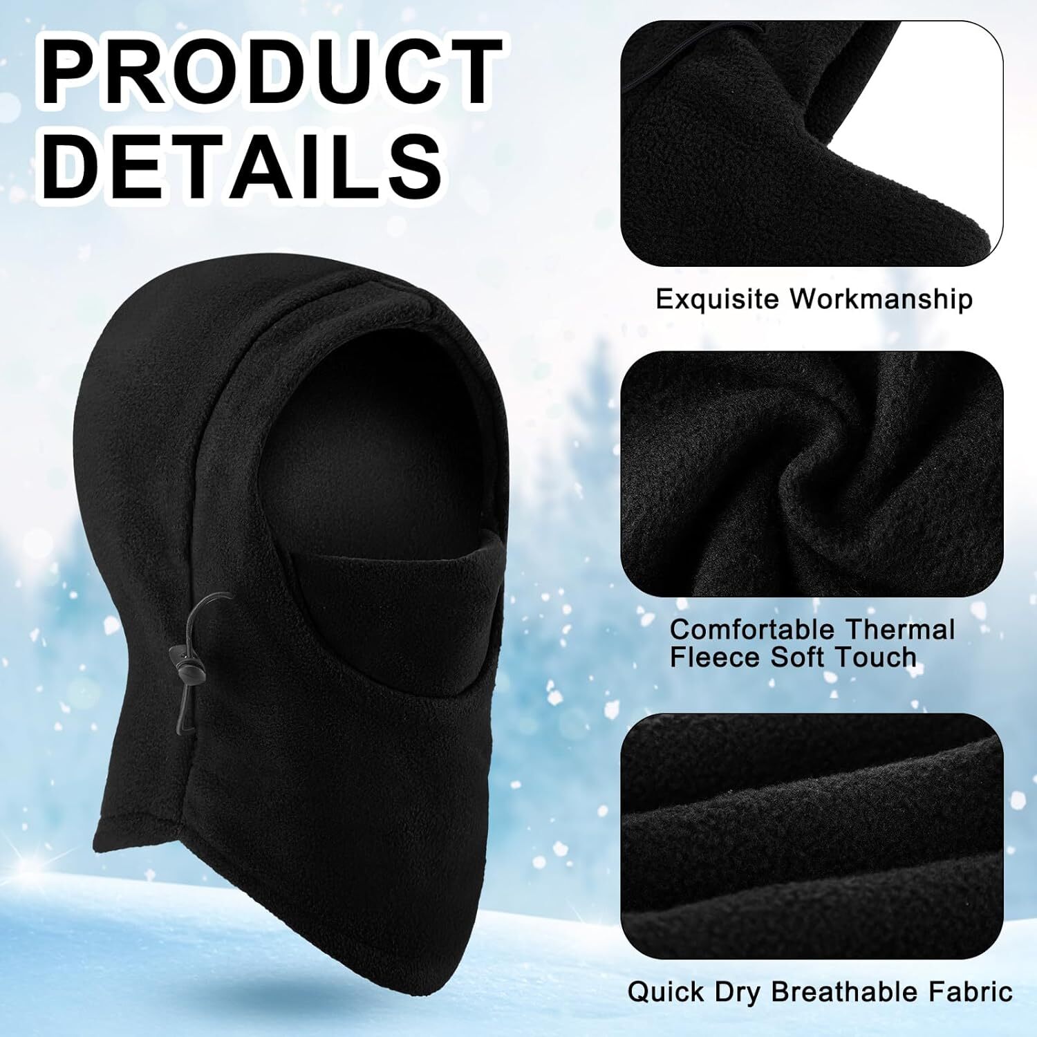 Thermal Balaclava Hood Winter Face Mask Head Cover for Cold Weather Neck Warmer - Image 3