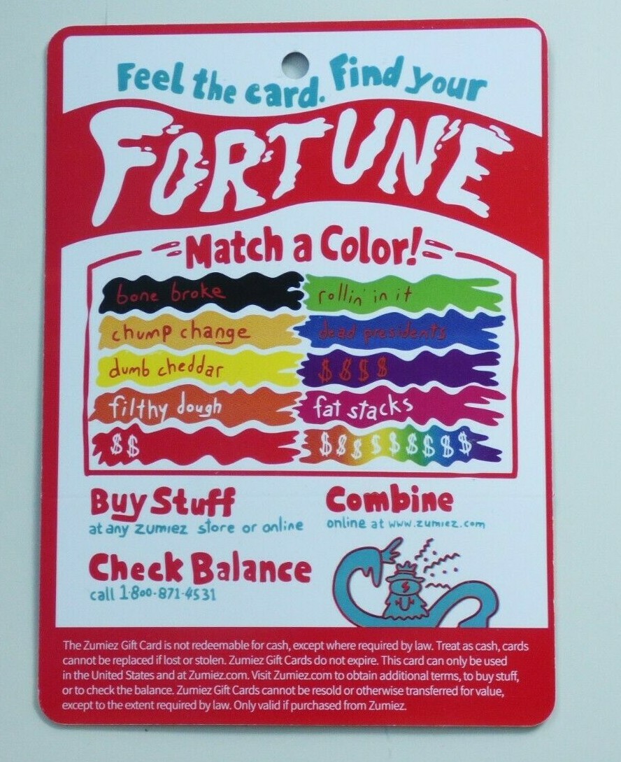 Zumiez Gift Card - Fortune - Crystal Ball - Shoes, Clothes, Skate - NO Value - Image 2