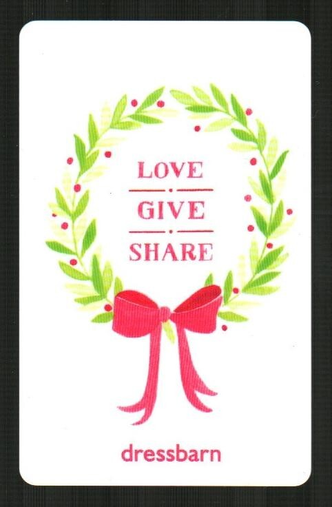 DRESS BARN Love, Give, Share, Holly Wreath ( 2012 ) Gift Card ( $0 )