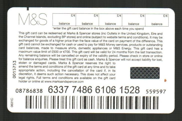 MARKS & SPENCER ( UK ) Women's Dress and Shoes ( 2014 ) Gift Card ( $0 ) - Image 2
