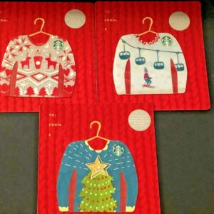 Starbucks Collectible Christmas Ugly Sweater Gift Card Set - 3 Designs, Unloaded
