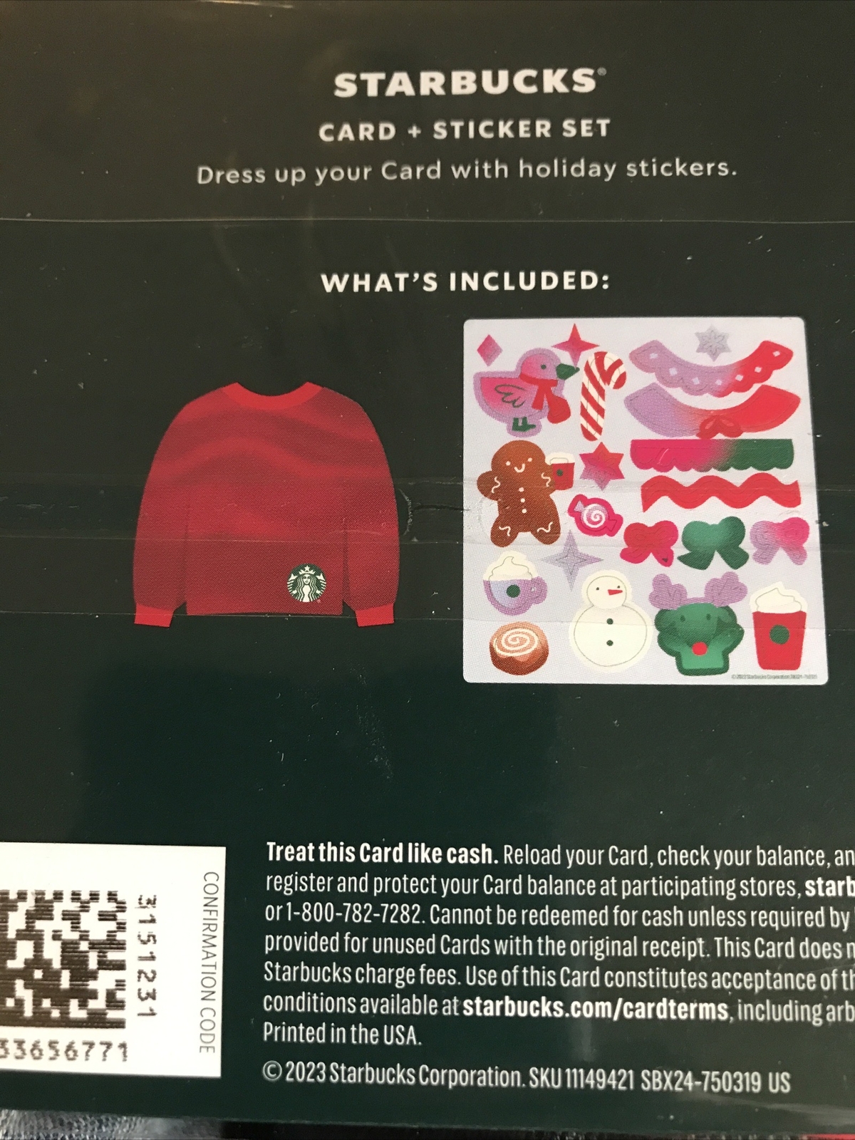 2023 STARBUCKS Christmas Gift Card - Sweater - Stickers - Collectible - No Value - Image 2