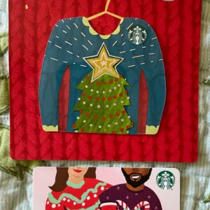 NEW 2 STARBUCKS COFFEE UGLY SWEATER GIFT CARDS CHRISTMAS HOLIDAY