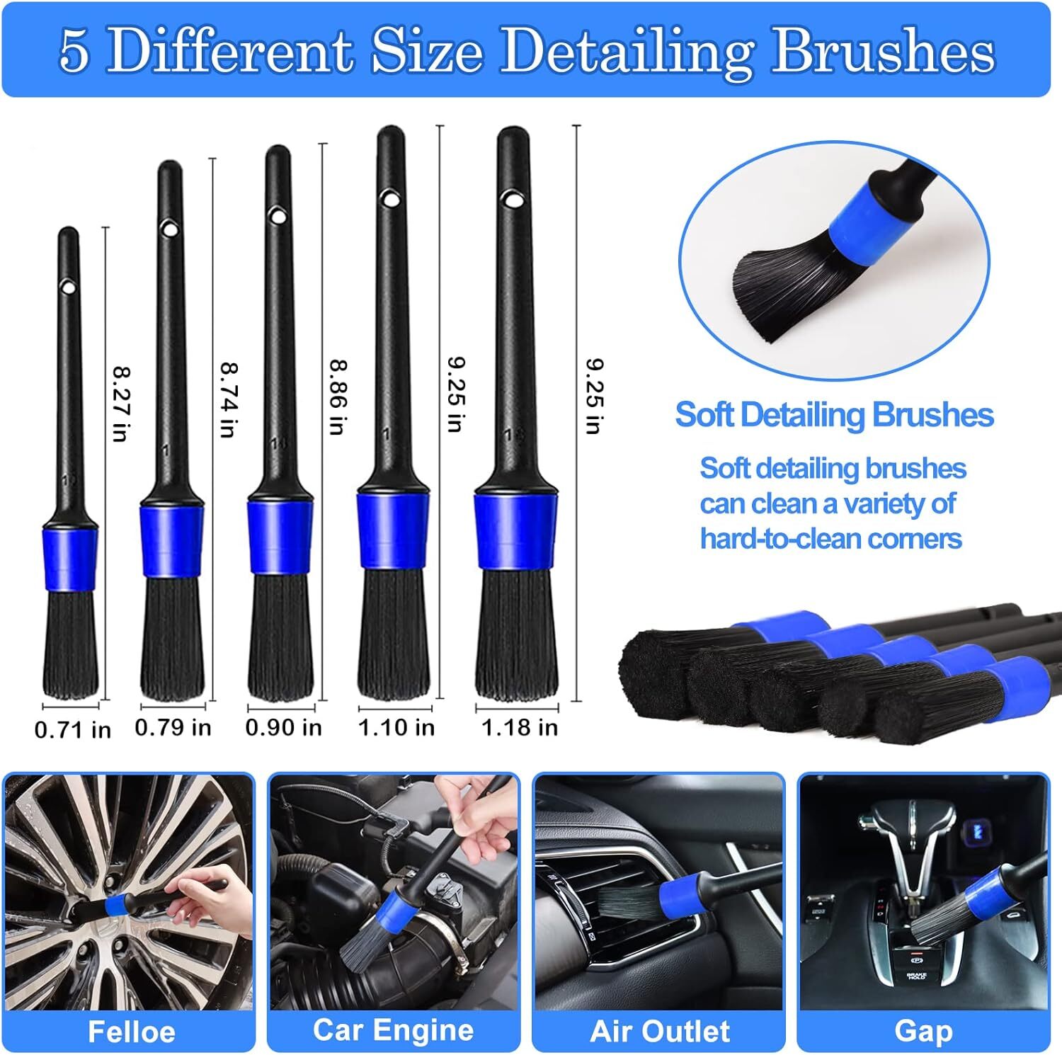 27Pcs Car Detailing Accessories Set - Car Wheel Tire Brushes with Tool Box Kit - Image 3
