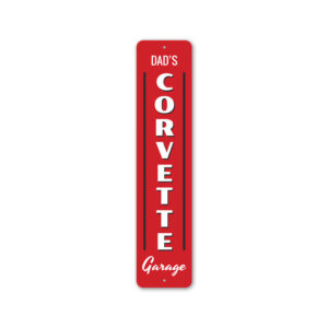 Vertical Chevy Corvette Garage Metal Sign Chevrolet Automotive Car Man Cave