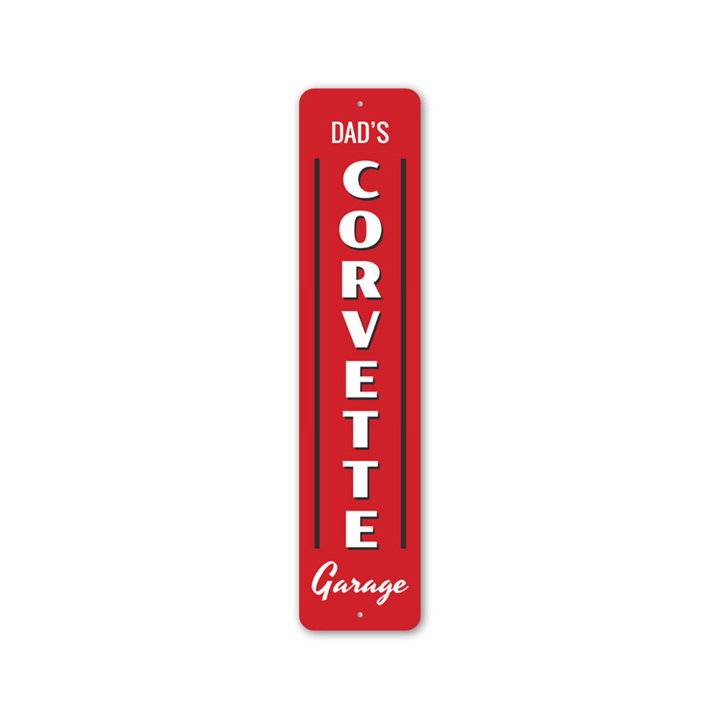 Vertical Chevy Corvette Garage Metal Sign Chevrolet Automotive Car Man Cave