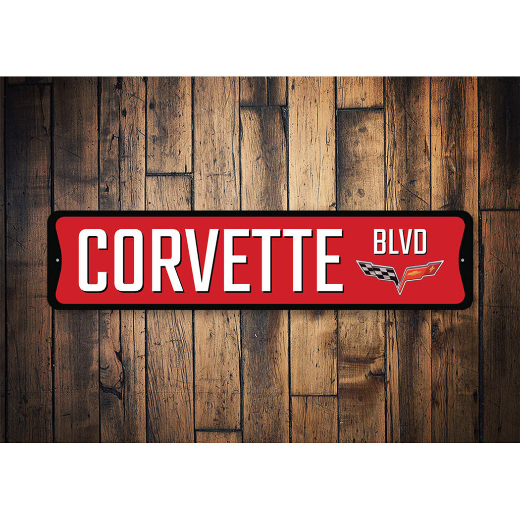 Chevy Corvette Blvd Metal Sign Chevrolet Automotive Car Man Cave Sports - Image 2