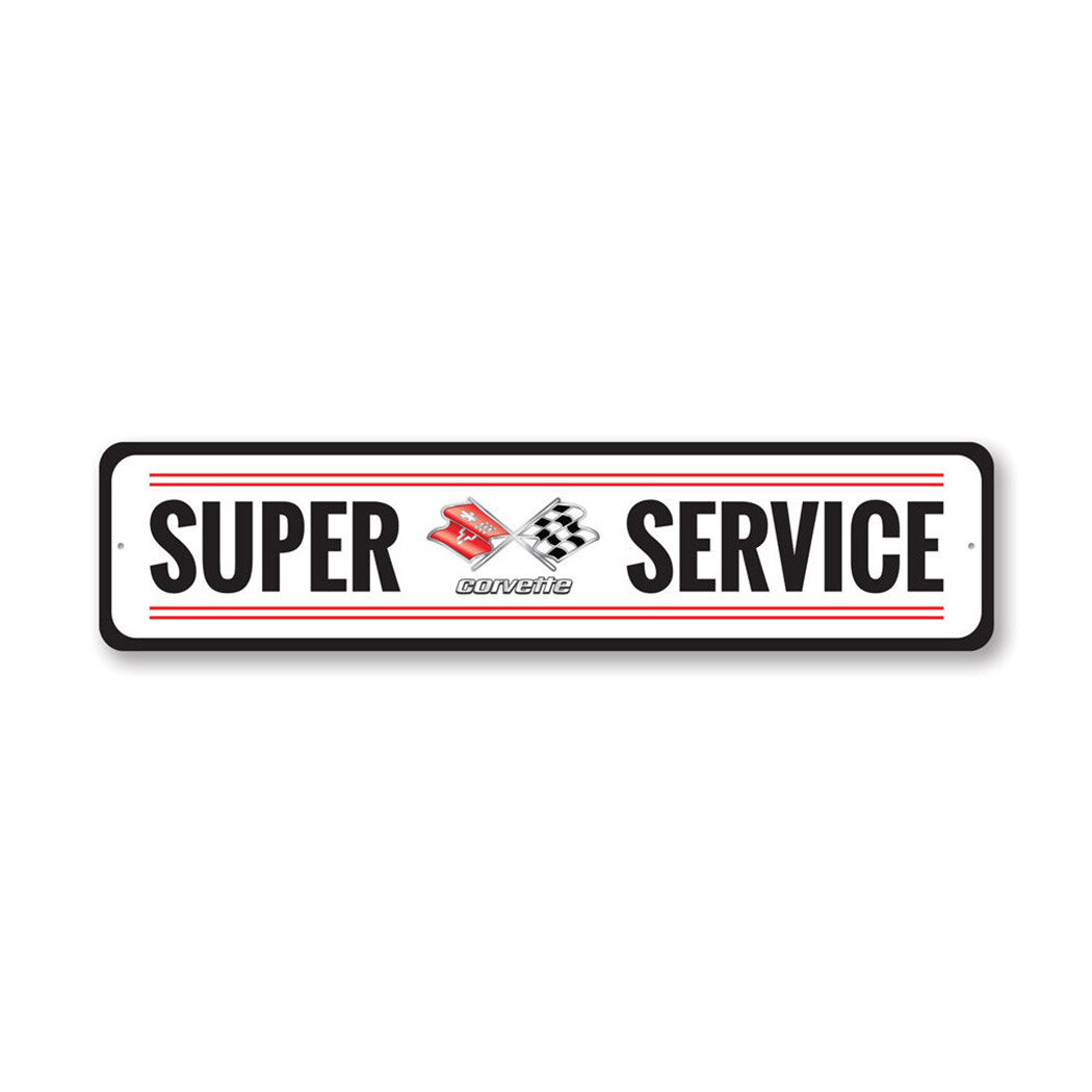 Chevy Corvette Super Service Metal Sign Chevrolet Automotive Car Man Cave Sports