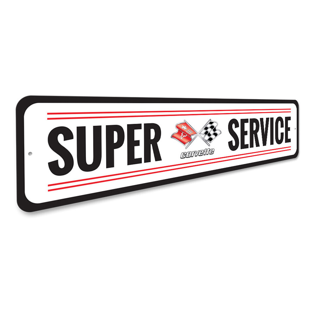 Chevy Corvette Super Service Metal Sign Chevrolet Automotive Car Man Cave Sports - Image 3