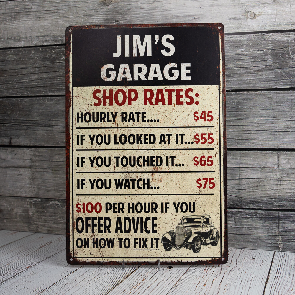 Personalized Garage Shop Rates Sign Man Cave Décor Gift Automotive 108120010001 - Image 4