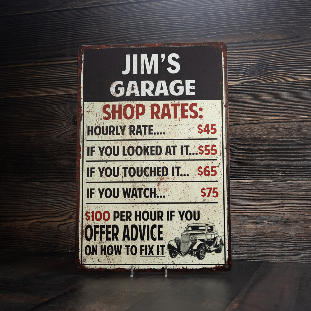 Personalized Garage Shop Rates Sign Man Cave Décor Gift Automotive 108120010001 - Image 5