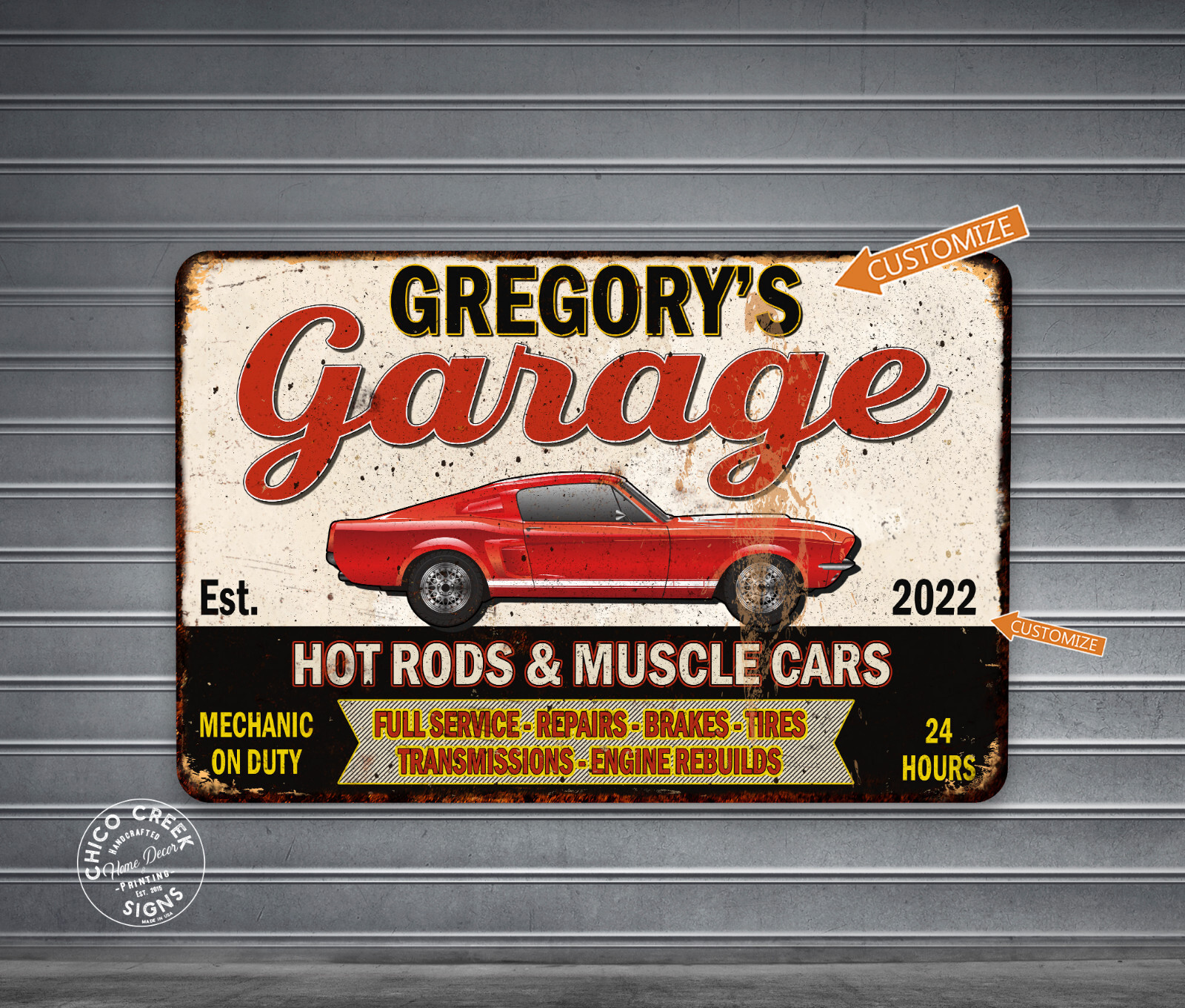 Personalized Garage Sign Man Cave Décor Gift Automotive Mechanic 108122002025