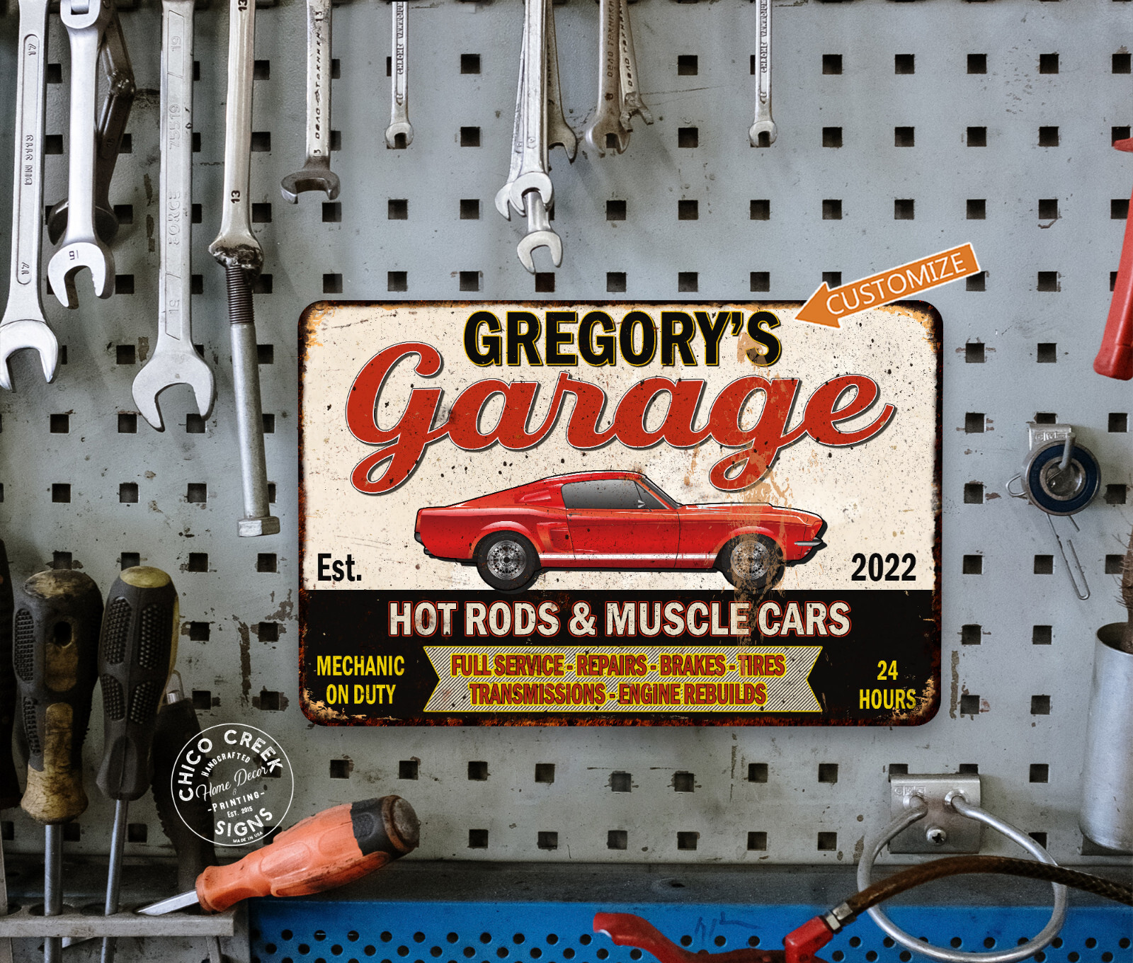 Personalized Garage Sign Man Cave Décor Gift Automotive Mechanic 108122002025 - Image 3