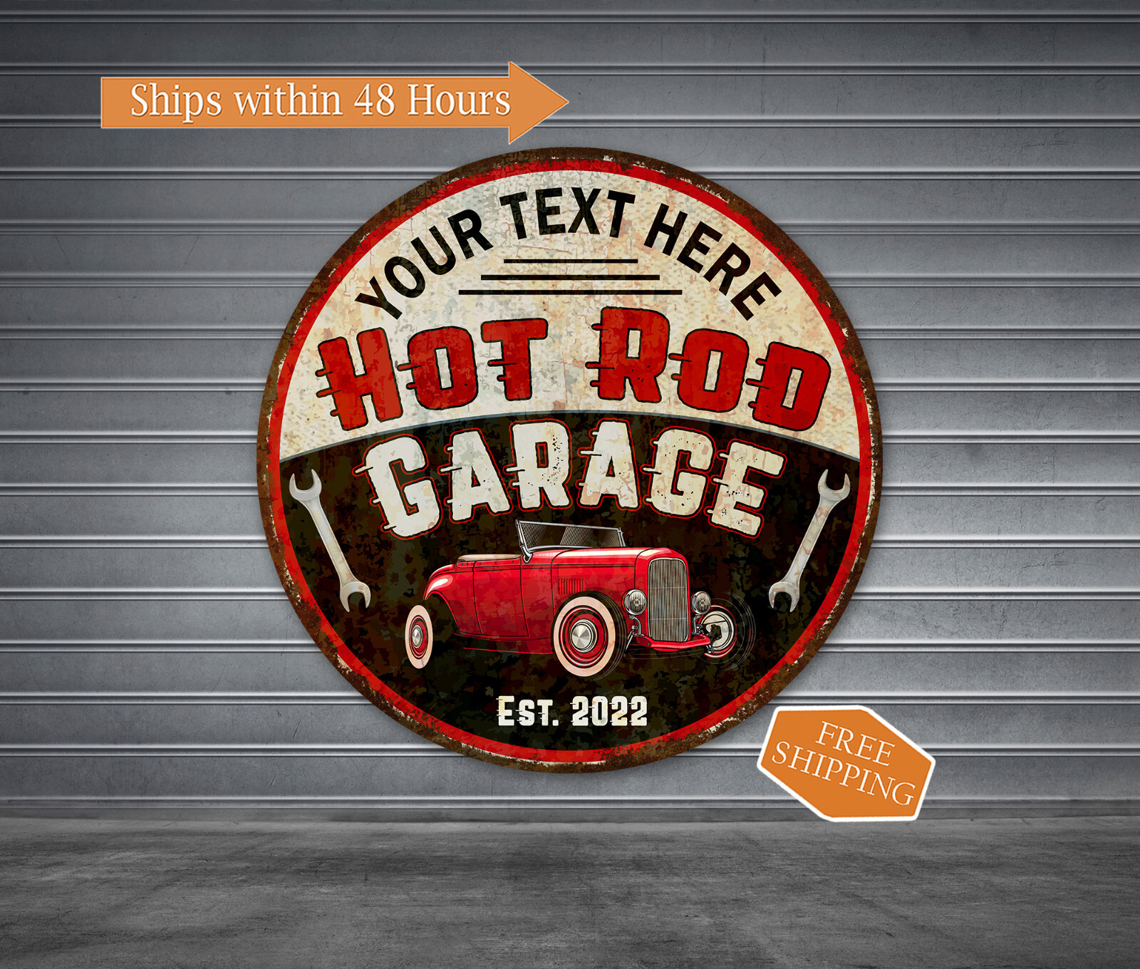Personalized Hot Rod Garage Sign Man Cave Shop Mechanic Auto Decor 100142002001
