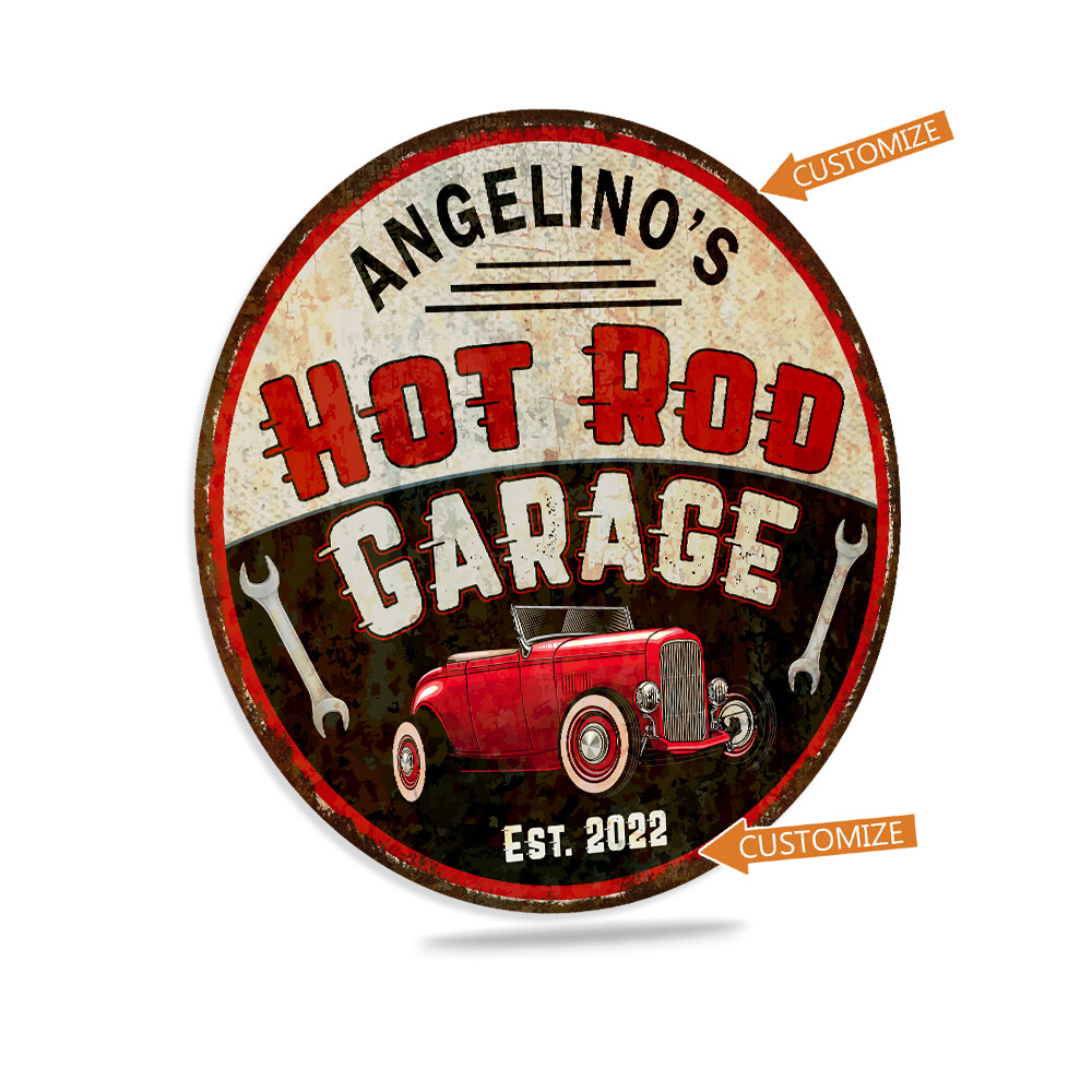 Personalized Hot Rod Garage Sign Man Cave Shop Mechanic Auto Decor 100142002001 - Image 2