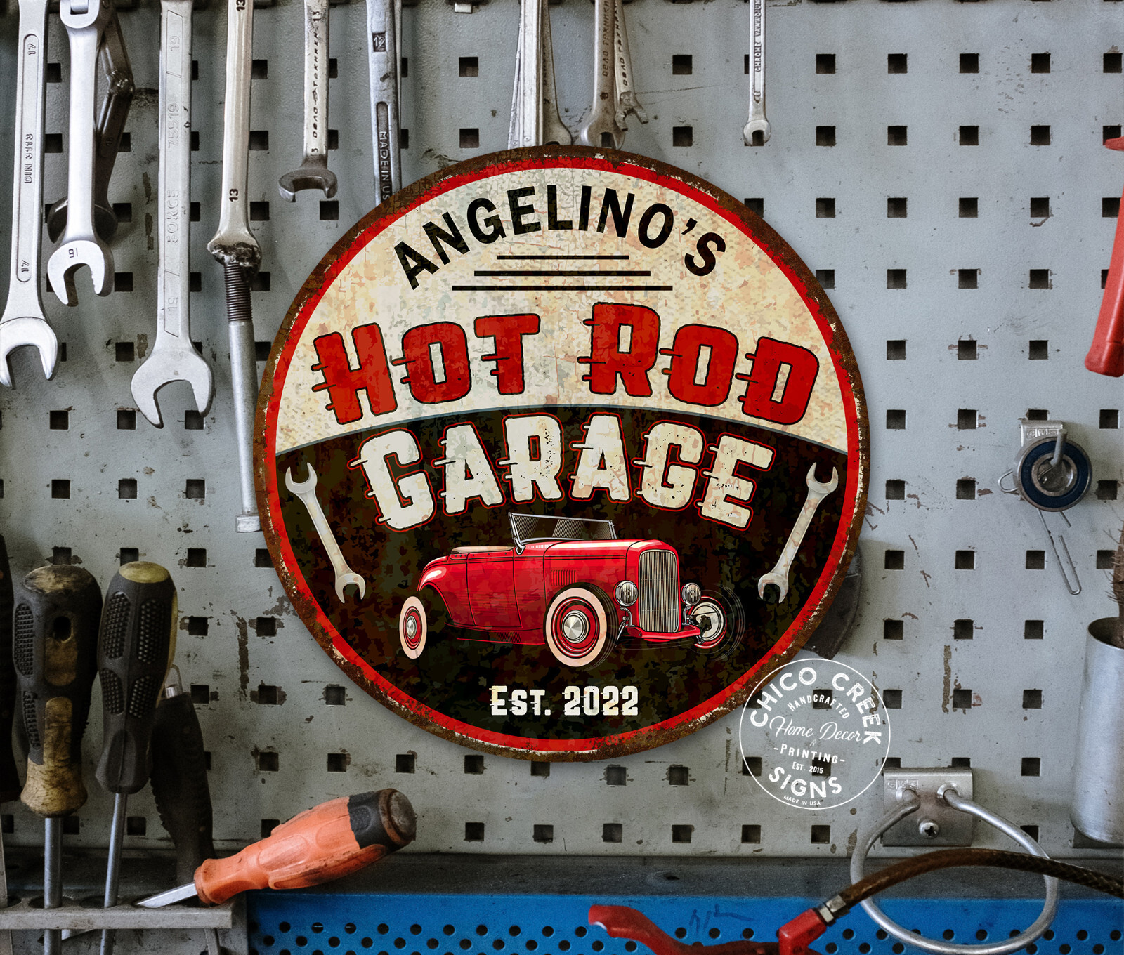 Personalized Hot Rod Garage Sign Man Cave Shop Mechanic Auto Decor 100142002001 - Image 5