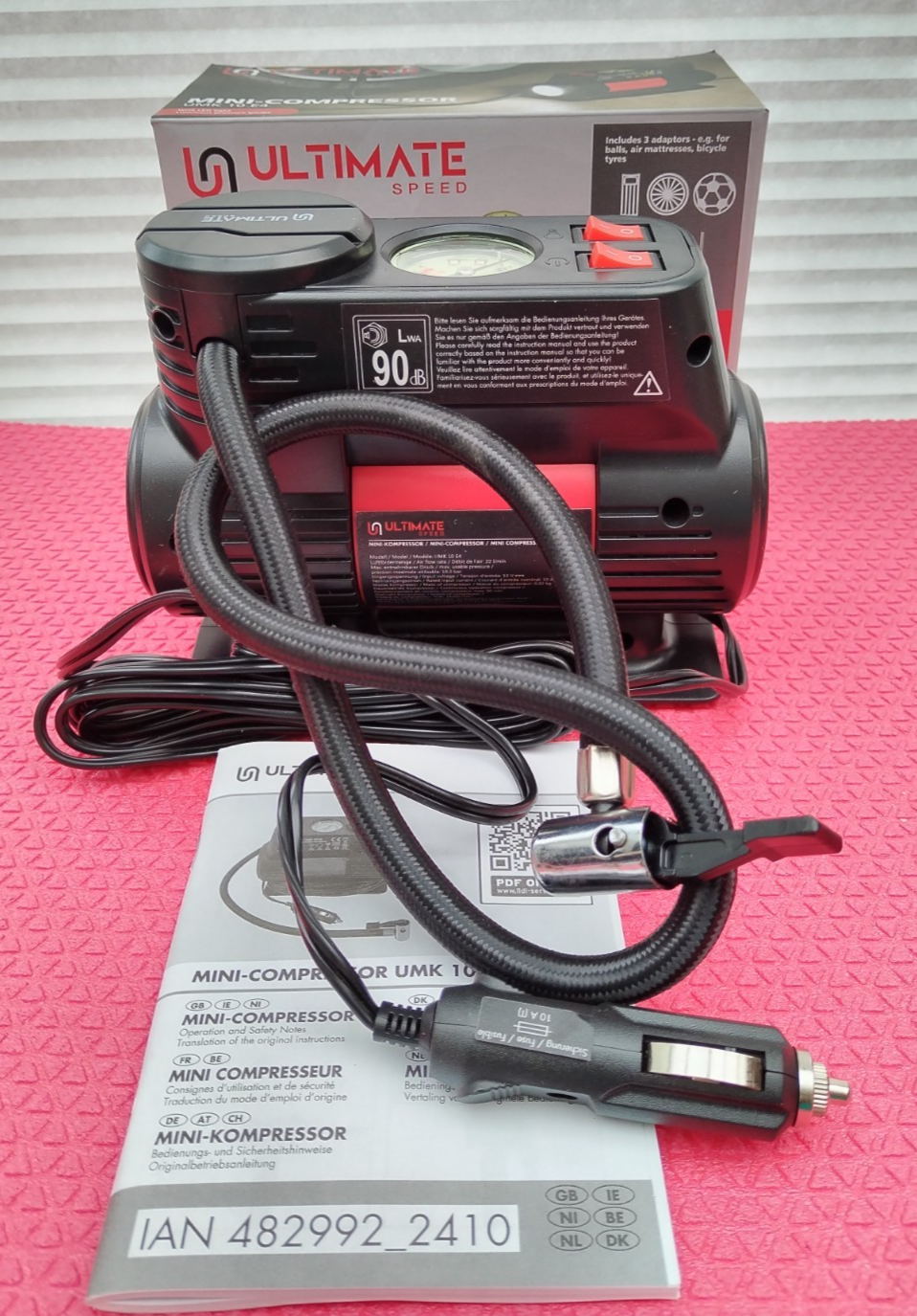 MINI COMPRESOR DE AIRE UMK 10 E4 – 12V – 10.3 Bar 150 psi y LUZ DELANTERA 🚘🚙🚗-